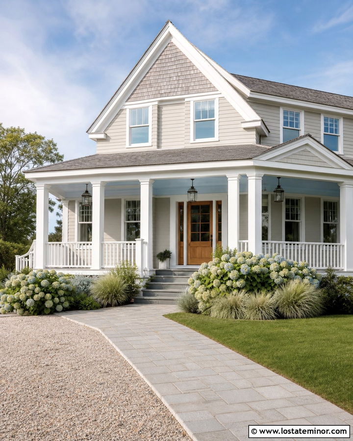 Edgecomb Gray House With Pale Blue Porch Ceiling - 30 Beige House Design With Porch Ceiling Ideas