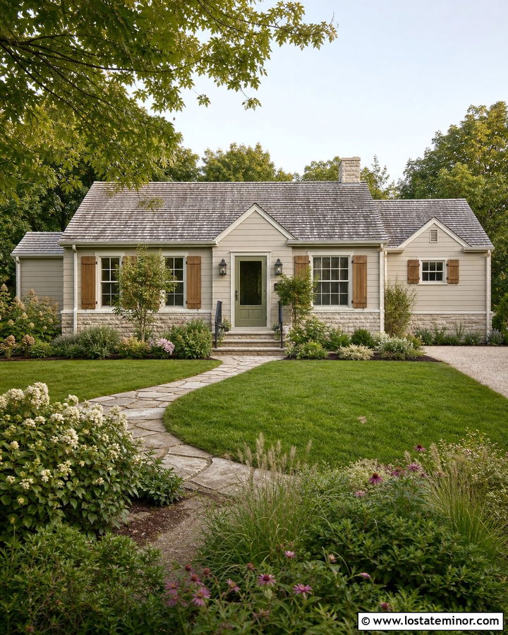 Edgecomb Gray House With Sage Green Storm Door - 30 Greige House Design With Storm Door Ideas