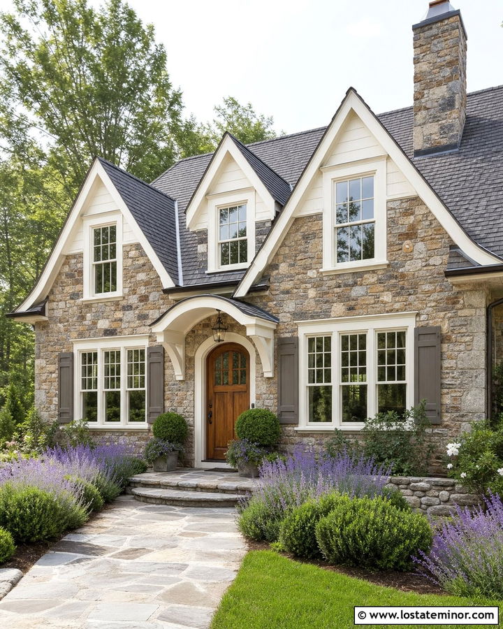 English Cottage Stone House With Gable Dormers - 30 Stone House Design With Dormers Ideas