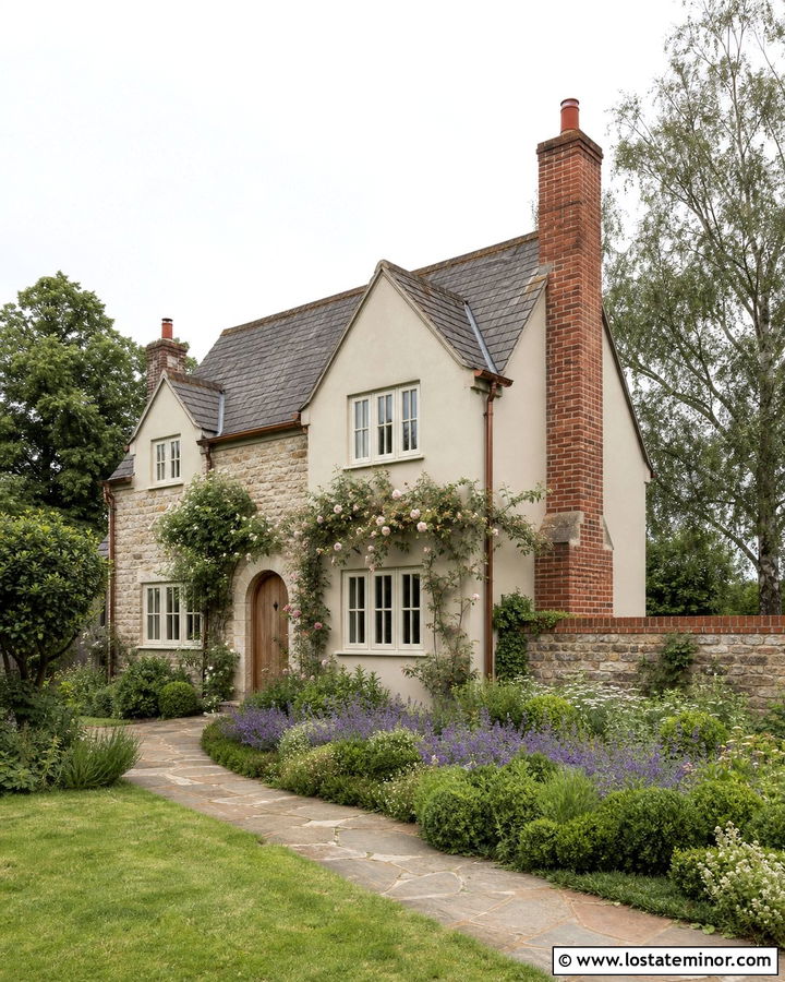 English Stone Cottage With Brick Chimney - 30 Stone House Design With Chimney Ideas