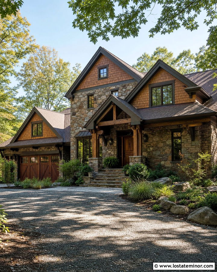 Fieldstone House With Cedar Gables - 30 Stone House Design With Gables Ideas