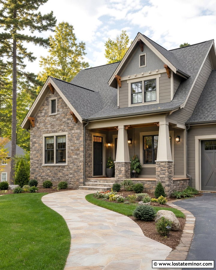 Fieldstone House With Weathered Gray Roof - 30 Stone House Design With Roof Ideas
