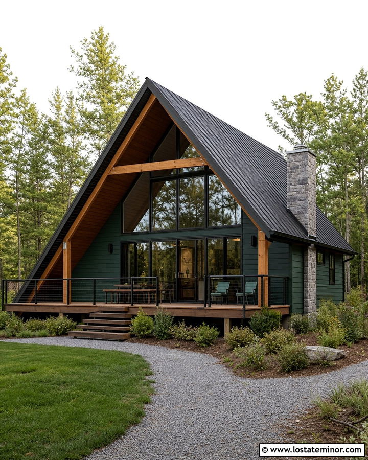 Forest Green A Frame With Open Gable - 30 Forest Green House Design With Gables Ideas