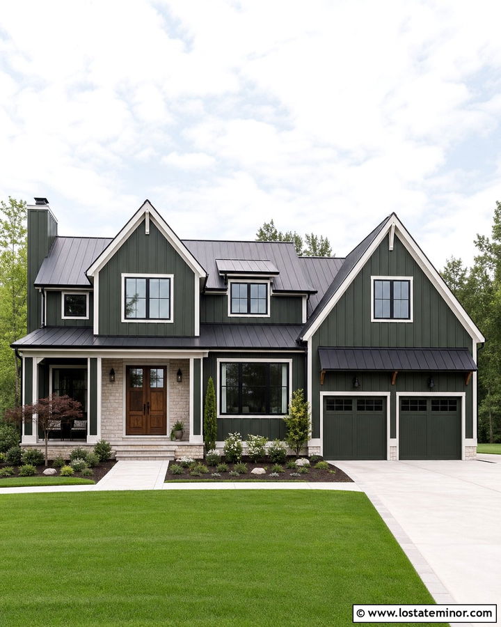 Forest Green Board And Batten Siding - 30 Forest Green House Design With Siding Ideas