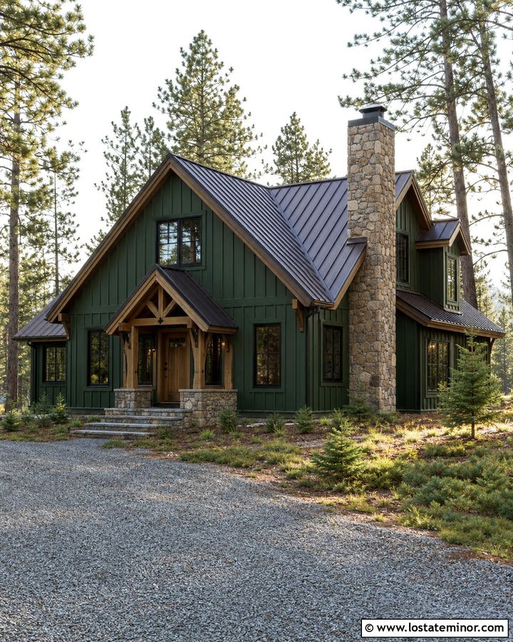 Forest Green Board and Batten Cabin - 30 Forest Green House Design With Board and Batten Ideas