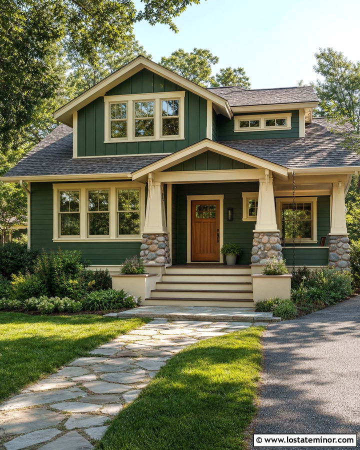 Forest Green Board and Batten Craftsman House - 30 Forest Green House Design With Board and Batten Ideas