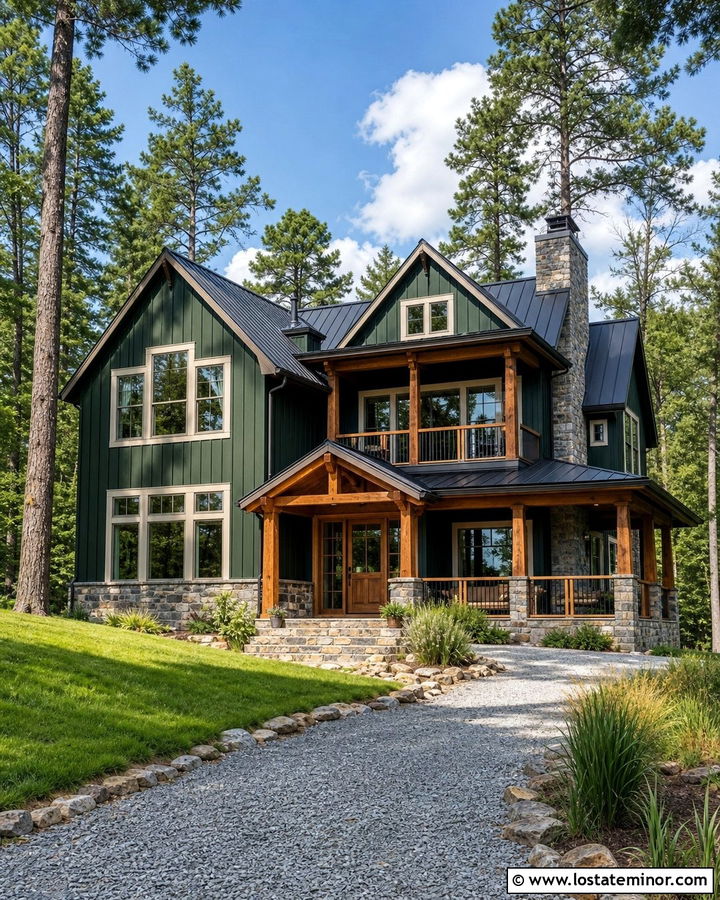 Forest Green Board and Batten Lake House - 30 Forest Green House Design With Board and Batten Ideas