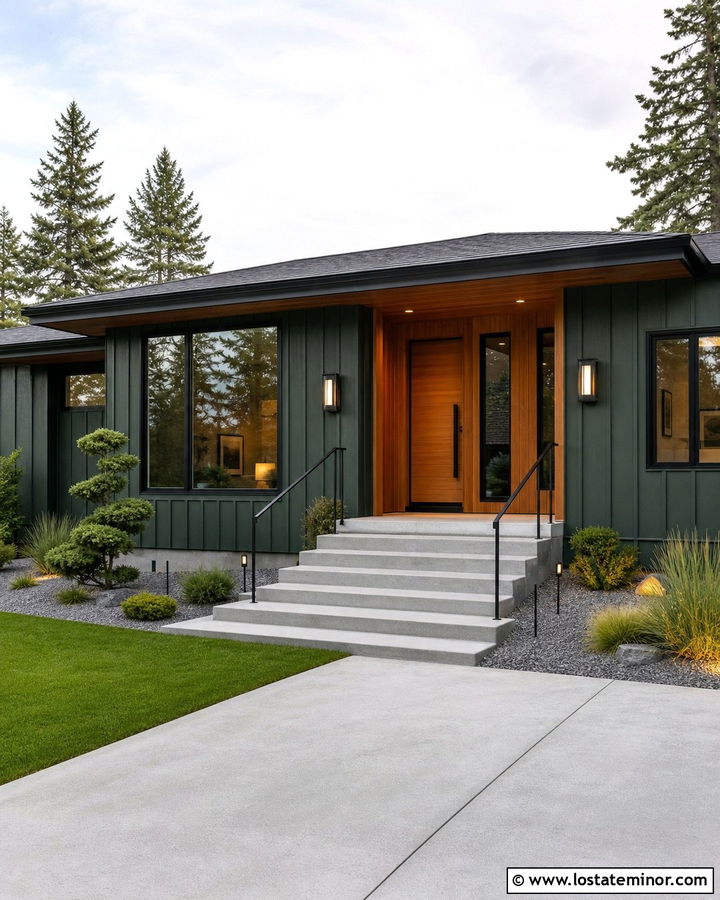 Forest Green Board and Batten Midcentury House - 30 Forest Green House Design With Board and Batten Ideas