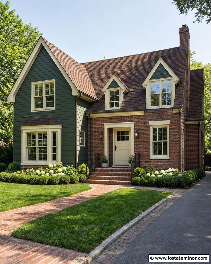 Forest Green Brick House With Cream Dutch Door - 30 Forest Green House Design With Dutch Door Ideas