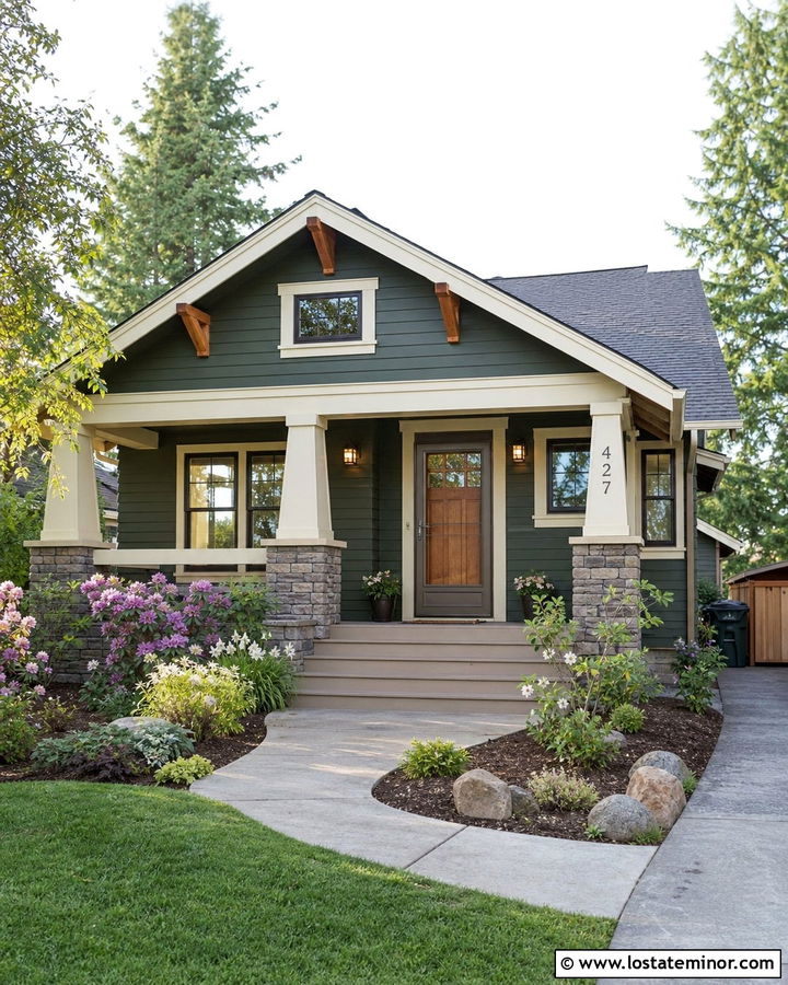 Forest Green Bungalow With Bronze Storm Door - 30 Forest Green House Design With Storm Door Ideas