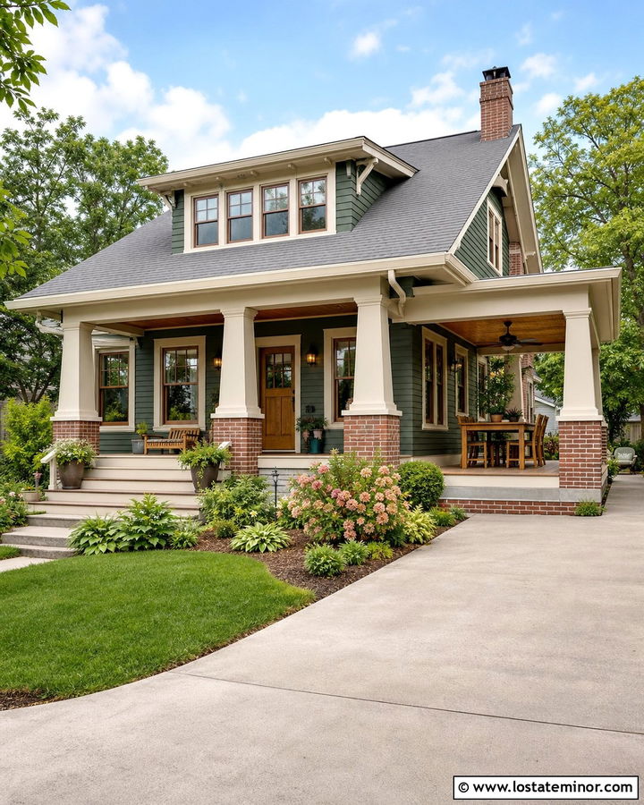 Forest Green Bungalow With Covered Backyard Patio - 30 Forest Green House Design With Backyard Ideas