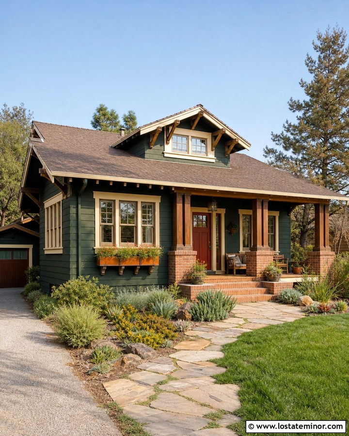 Forest Green Bungalow With Terracotta Window Boxes - 30 Forest Green House Design With Window Boxes Ideas