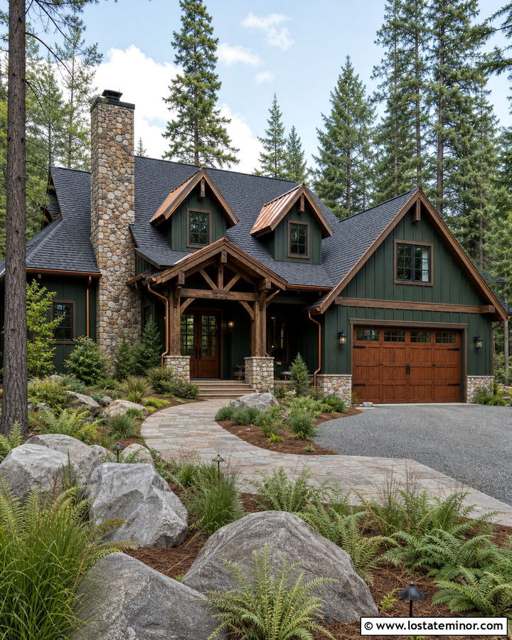 Forest Green Cabin With Copper Dormer Roofs - 30 Forest Green House Design With Dormers Ideas