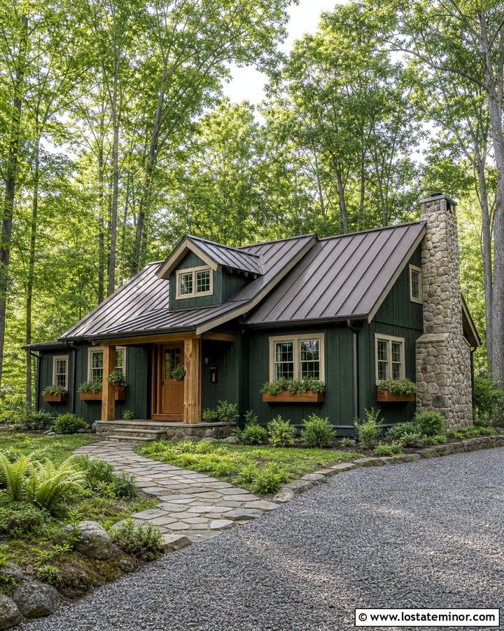 Forest Green Cabin With Rustic Cedar Window Boxes - 30 Forest Green House Design With Window Boxes Ideas