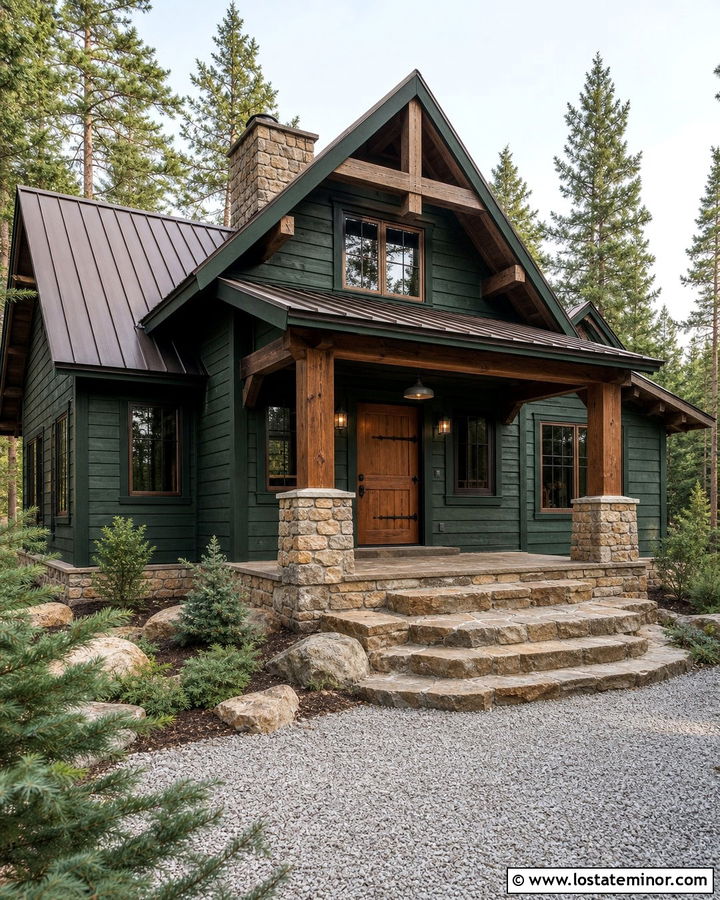 Forest Green Cabin With Rustic Dutch Door - 30 Forest Green House Design With Dutch Door Ideas