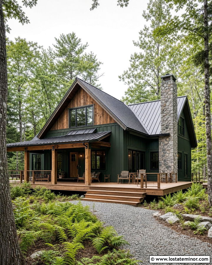 Forest Green Cabin With Wood Gables - 30 Forest Green House Design With Gables Ideas