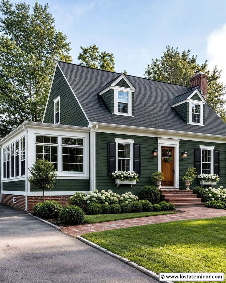 Forest Green Cape Cod House With Sunroom - 30 Forest Green House Design With Sunroom Ideas