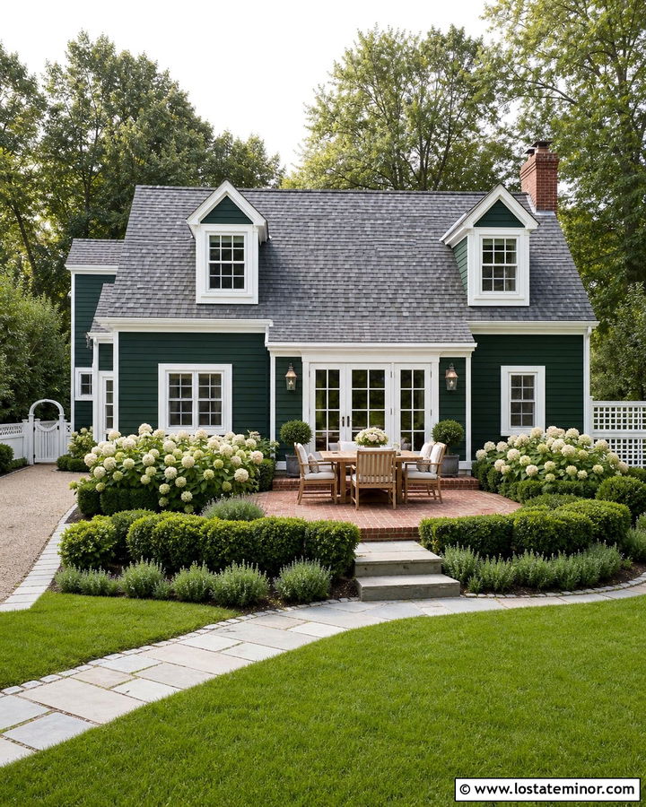 Forest Green Cape Cod With Backyard Dining Patio - 30 Forest Green House Design With Backyard Ideas