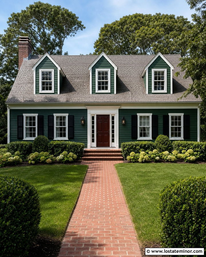 Forest Green Cape Cod With Gabled Dormers - 30 Forest Green House Design With Gables Ideas