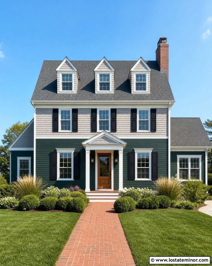 Forest Green Cape Cod With Gray Shingles - 30 Forest Green House Design With Shingles Ideas