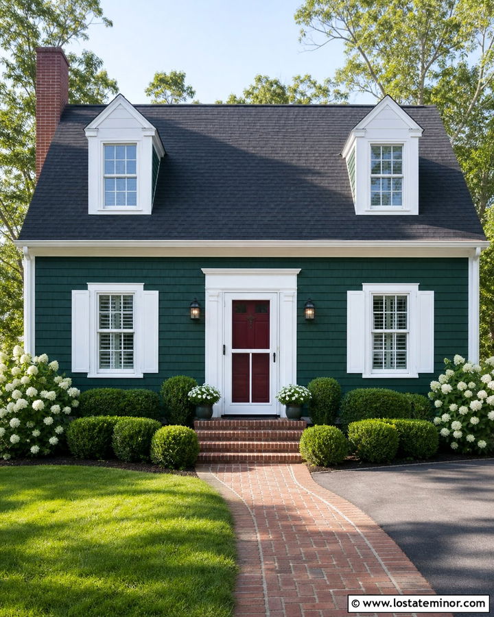 Forest Green Cape Cod With White Screen Door - 30 Forest Green House Design With Screen Door Ideas