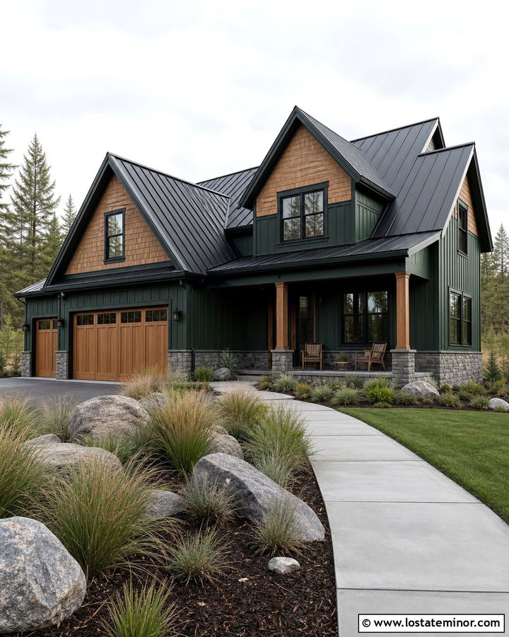 Forest Green Cedar Shake House With Black Metal Roof - 30 Forest Green House Design With Cedar Shake Ideas