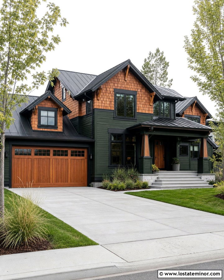 Forest Green Cedar Shake House With Black Trim - 30 Forest Green House Design With Cedar Shake Ideas