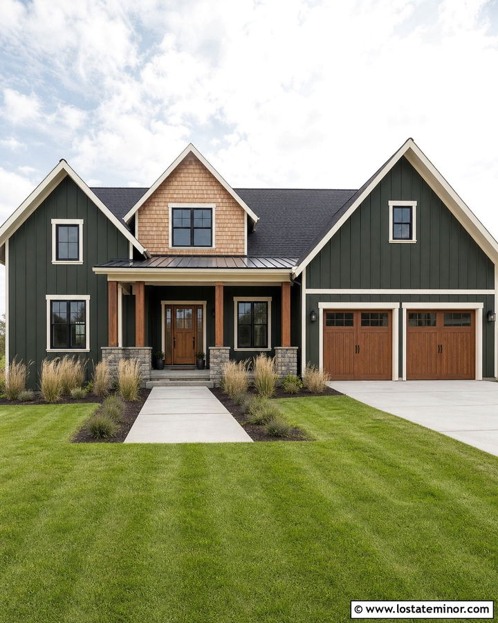 Forest Green Cedar Shake House With Board And Batten - 30 Forest Green House Design With Cedar Shake Ideas