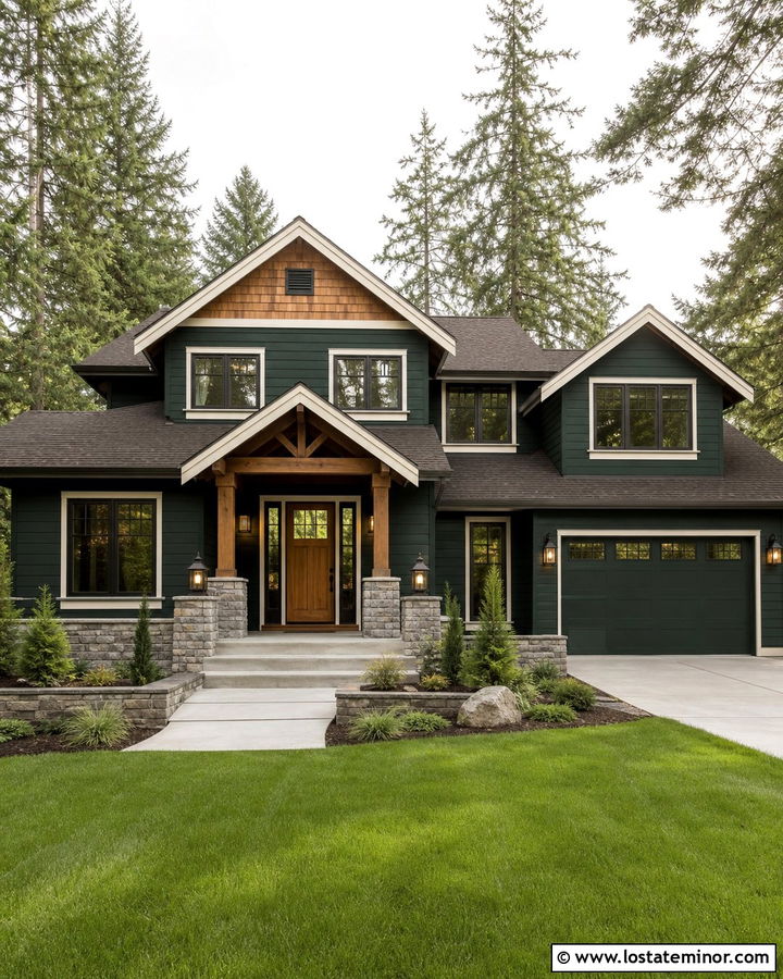 Forest Green Cedar Shake House With Bronze Windows - 30 Forest Green House Design With Cedar Shake Ideas