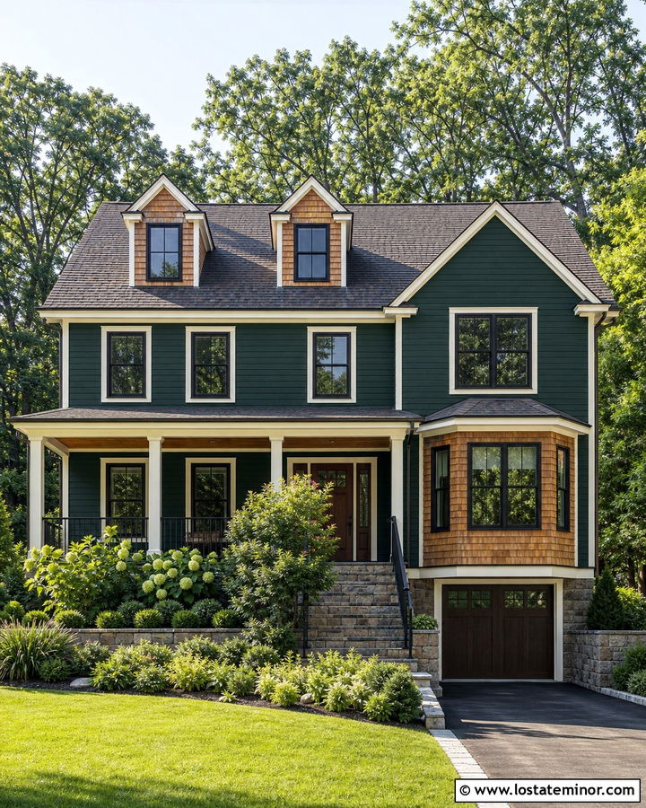 Forest Green Cedar Shake House With Lap Siding - 30 Forest Green House Design With Cedar Shake Ideas