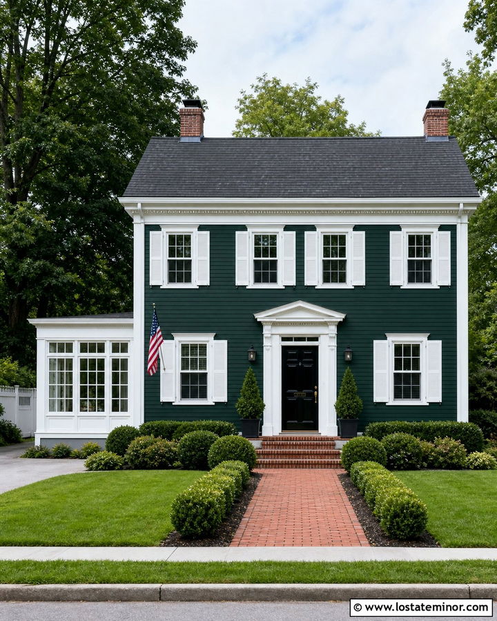 Forest Green Colonial House With Sunroom - 30 Forest Green House Design With Sunroom Ideas