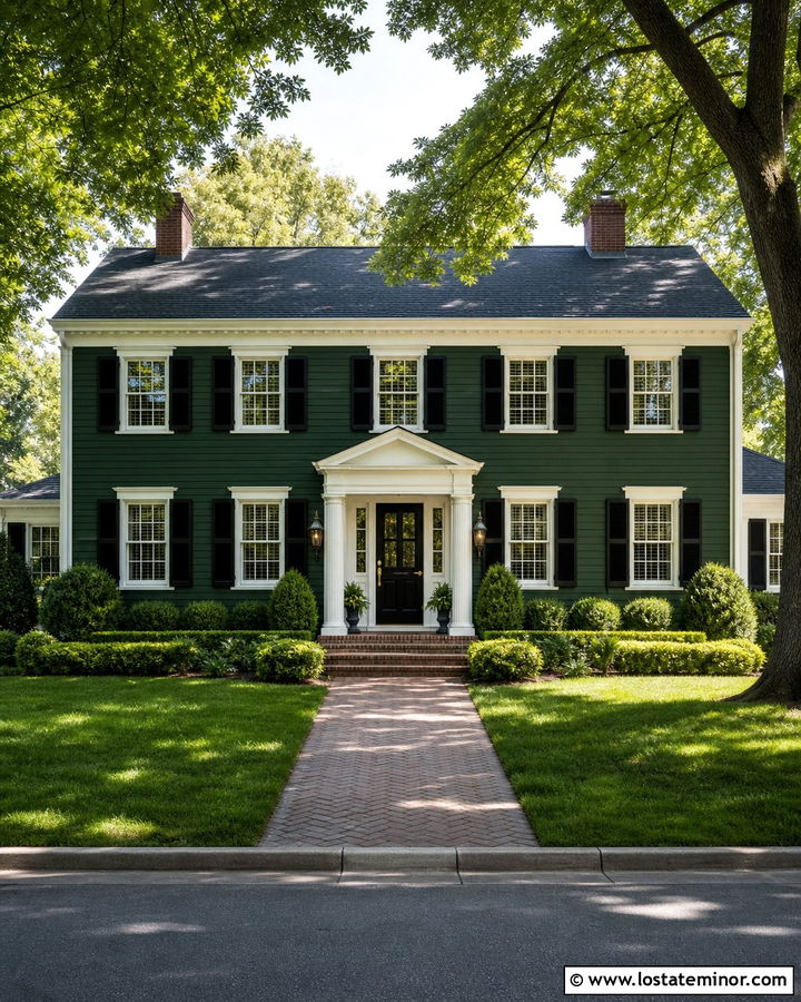 Forest Green Colonial With Black Dutch Door - 30 Forest Green House Design With Dutch Door Ideas