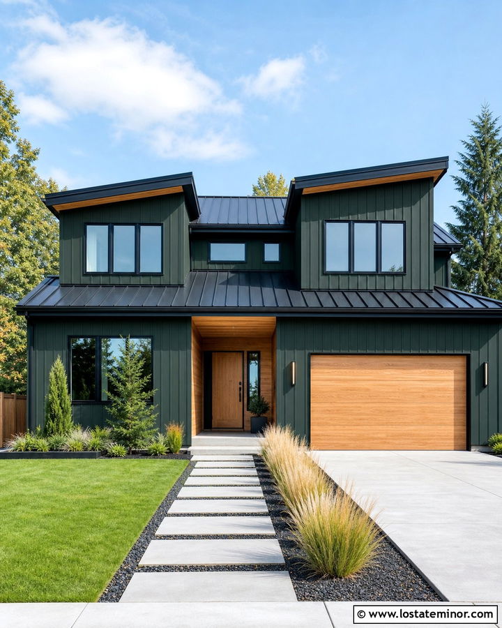 Forest Green Contemporary House With Shed Dormers - 30 Forest Green House Design With Dormers Ideas