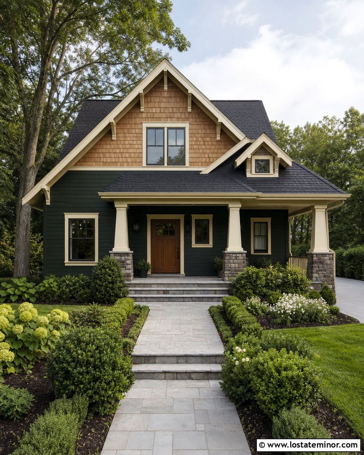Forest Green Craftsman With Cedar Shake - 30 Forest Green House Design With Cedar Shake Ideas