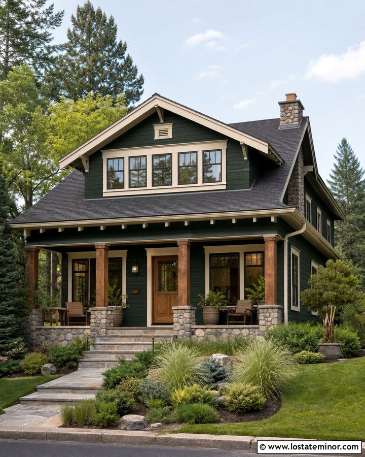 Forest Green Craftsman With Cedar Shed Dormer - 30 Forest Green House Design With Dormers Ideas