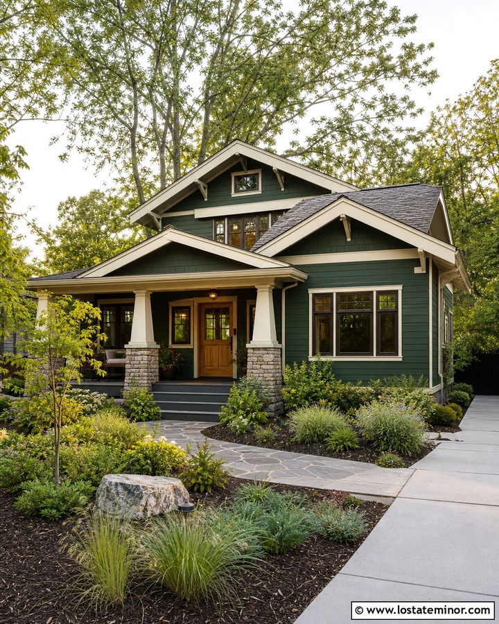 Forest Green Craftsman With Wood Dutch Door - 30 Forest Green House Design With Dutch Door Ideas