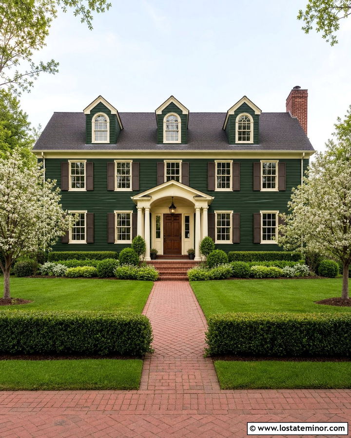 Forest Green Dutch Colonial With Gambrel Dormers - 30 Forest Green House Design With Dormers Ideas