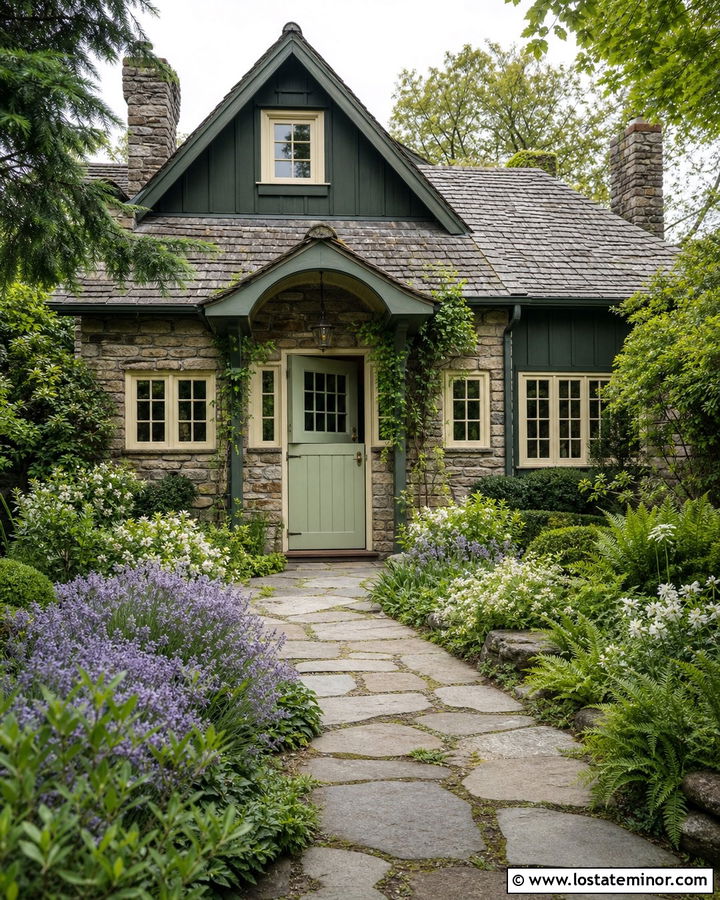 Forest Green English Cottage With Sage Dutch Door - 30 Forest Green House Design With Dutch Door Ideas