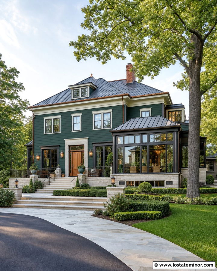 Forest Green Estate House With Large Sunroom - 30 Forest Green House Design With Sunroom Ideas