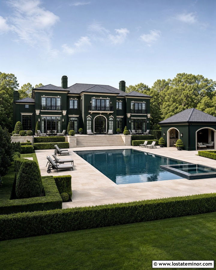 Forest Green Estate House With Pool Cabana - 30 Forest Green House Design With Swimming Pool Ideas