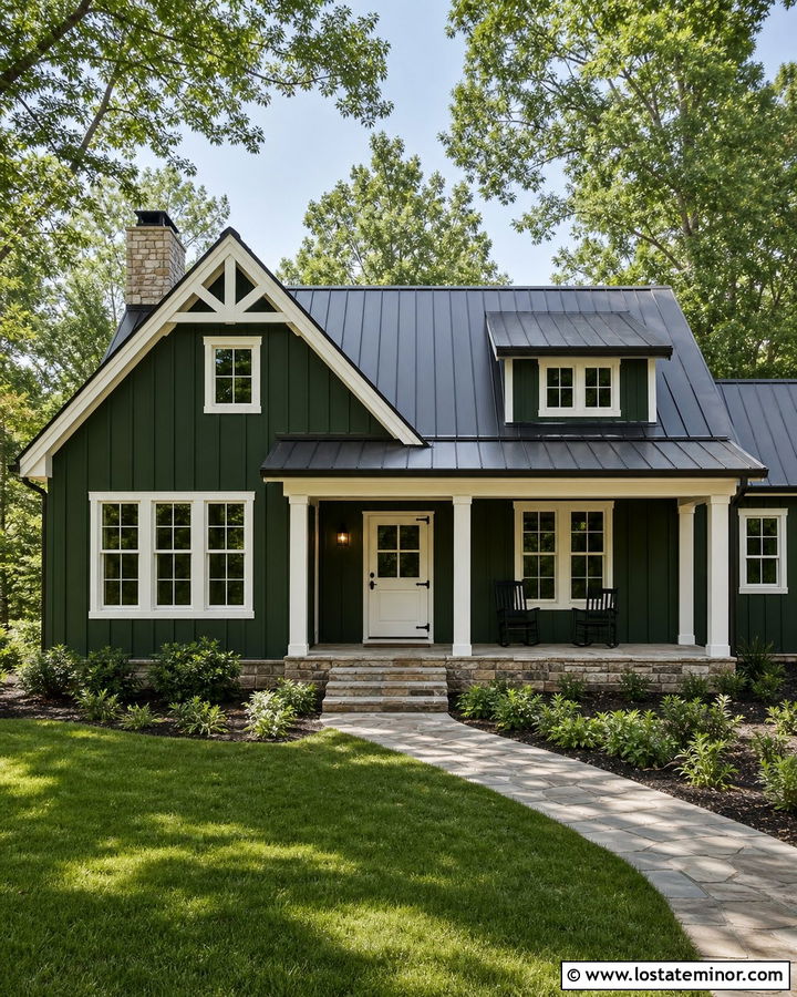 Forest Green Farmhouse With White Dutch Door - 30 Forest Green House Design With Dutch Door Ideas