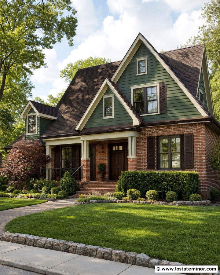 Forest Green Gable House With Red Brick - 30 Forest Green House Design With Gables Ideas