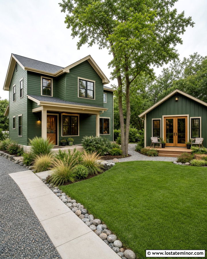 Forest Green House With Backyard Studio - 30 Forest Green House Design With Backyard Ideas