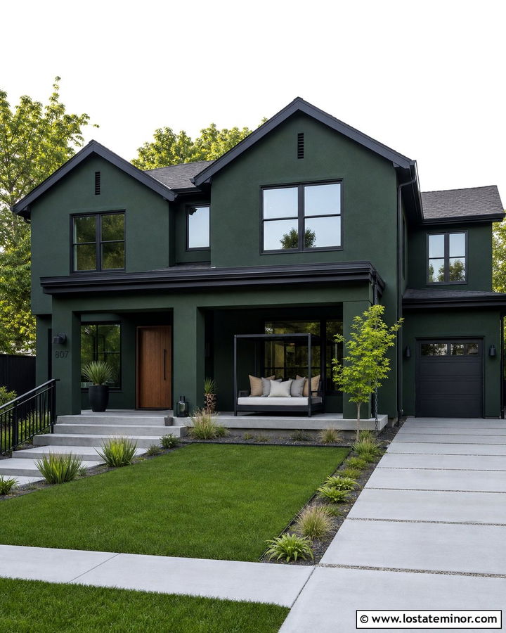 Forest Green House With Black Canopy Daybed - 30 Forest Green House Design With Daybed Ideas