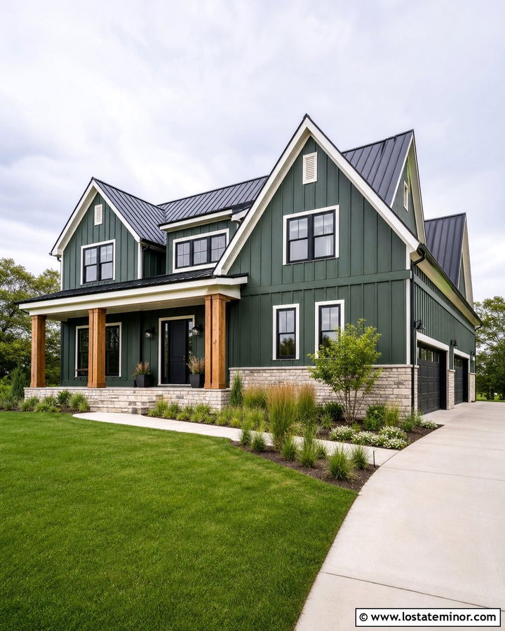 Forest Green House With Black Front Door - 30 Forest Green House Design With Entry Door Ideas