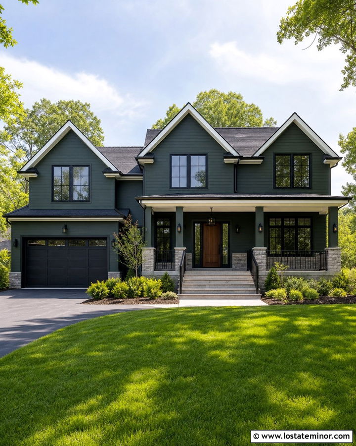 Forest Green House With Black Screen Door - 30 Forest Green House Design With Screen Door Ideas