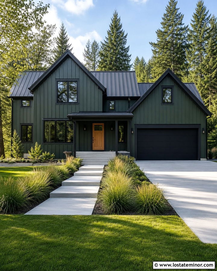 Forest Green House With Black Trim - 30 Forest Green House Design With Trim Ideas