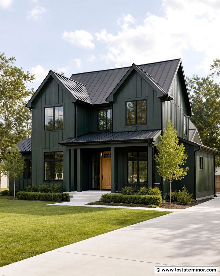 Forest Green House With Black Trim - 30 Forest Green House Design With Accents Ideas
