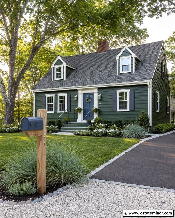 Forest Green House With Blue Mailbox - 30 Forest Green House Design With Mailbox Ideas