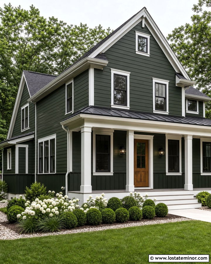 Forest Green House With Board And Batten Wainscoting - 30 Forest Green House Design With Wainscoting Ideas
